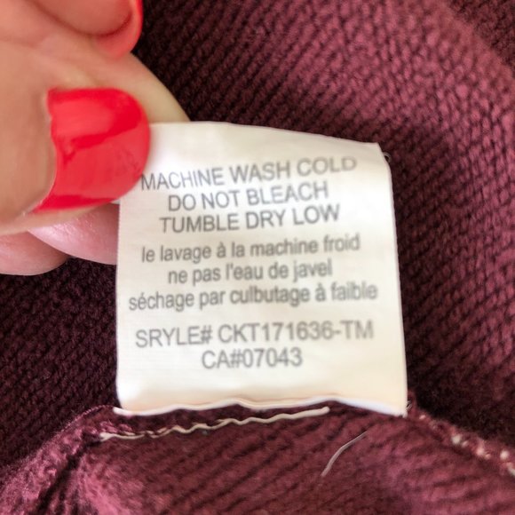 Burgundy Floral Sweatshirt with Statement Sleeve - Picture 9 of 9